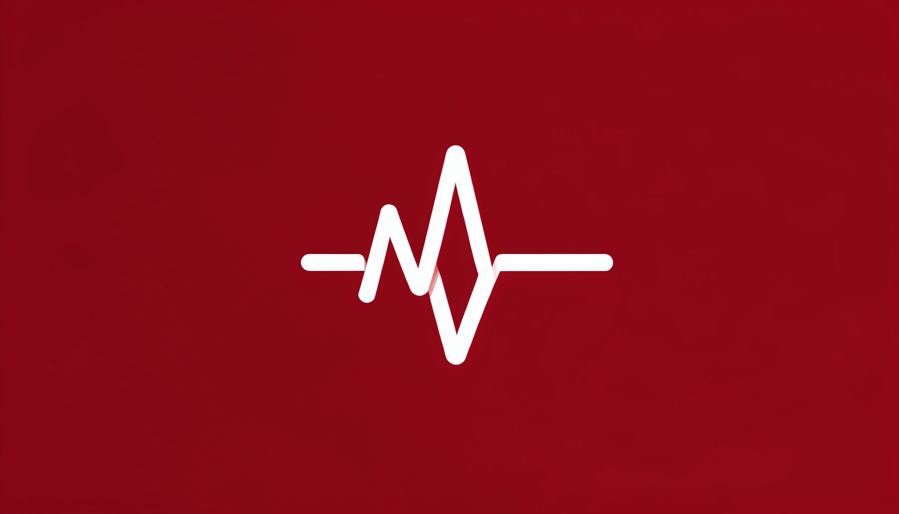 A clean, minimalist logo mark in white on a deep red background, suggesting a pulse or waveform symbol for health monitoring